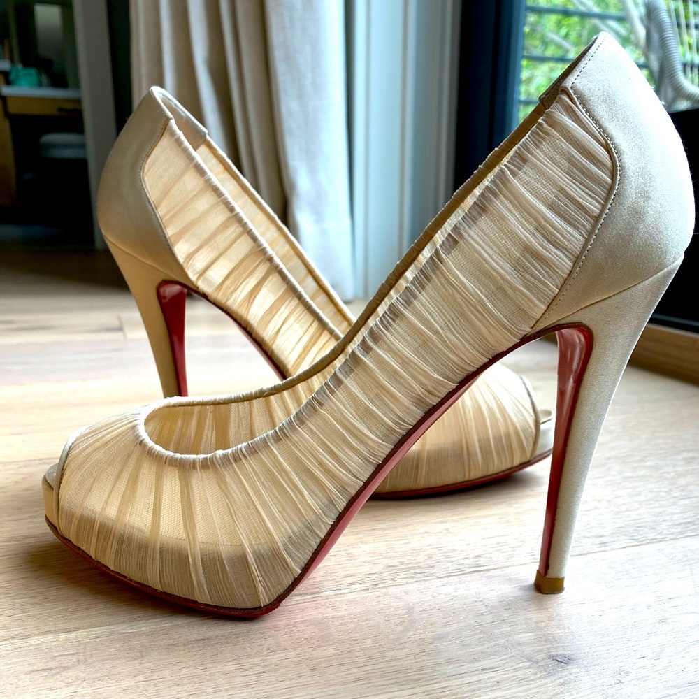 Christian Louboutin Ambrosina Crepe Satin Heels